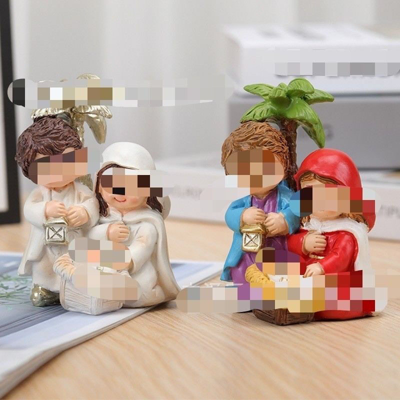 树脂工艺品圣诞节日礼物卡通诞生马槽组场景摆件人物雕像家居装饰
