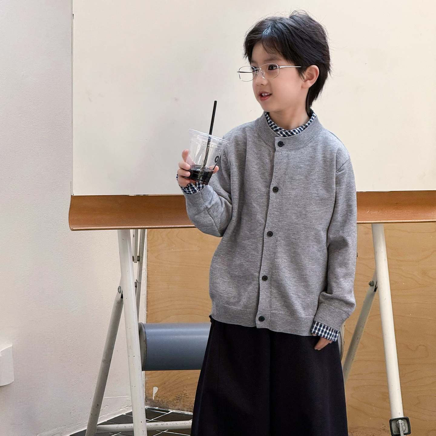 儿童春季针织衫假两件2026新款中大童男童休闲宽松毛衣百搭春秋韩