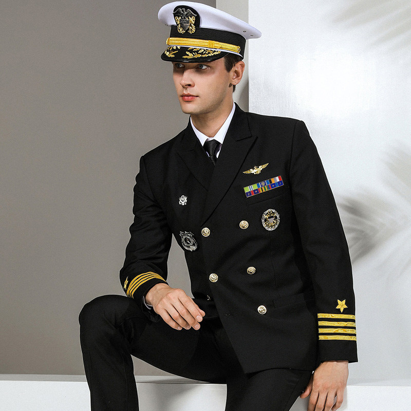 美国海员制服礼服游艇船长制服黑色晚宴常服演出服外套物业套装男