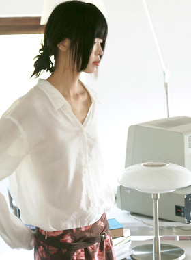 YANN M 原创设计 新款白色棉麻衬衫松驰感宽松版型休闲长袖文艺女