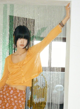 YANN M原创设计新款橙色针织开衫两件套中袖显瘦夏天休闲浪漫复古