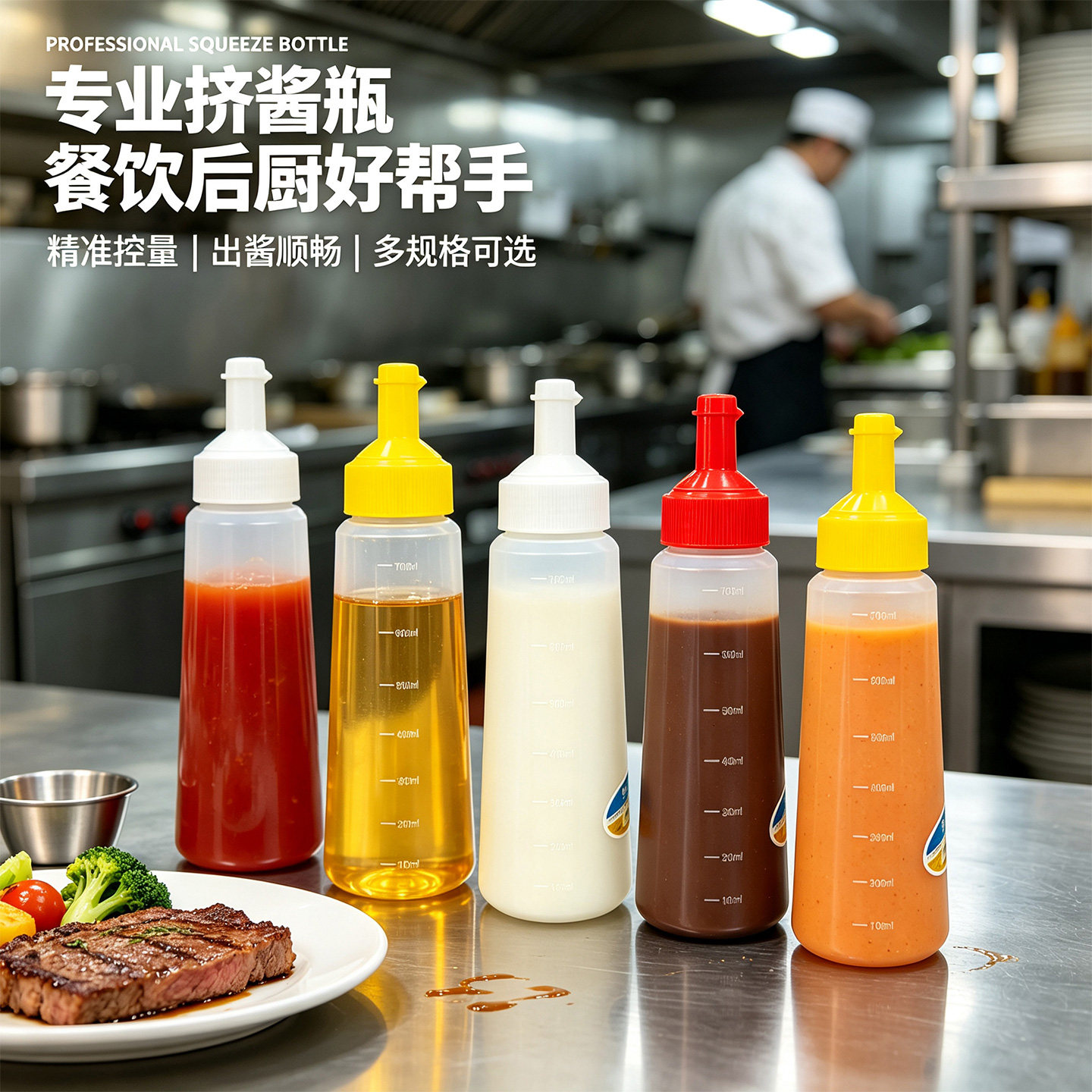 珠塑加厚带刻度商用挤酱瓶图片
