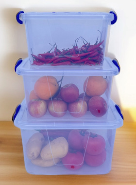 塑料收纳箱胶箱食品级带盖长方形零食储物箱餐具碗筷收纳盒整理箱