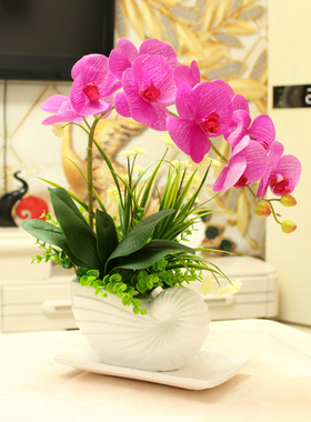 PU手感仿真花蝴蝶兰套装客厅假花家居饰品装饰花餐桌摆放花艺过胶