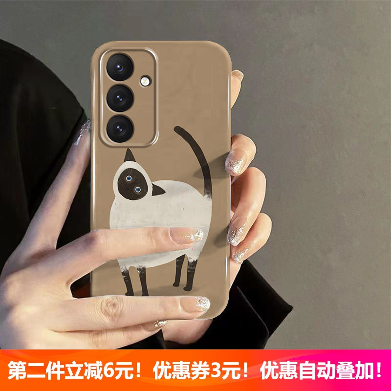 暹罗猫适用三星S25/S24/S23/A55/A35华为Pura70/NOVA14荣耀400小众oppoReno14新款vivx200苹果16/15/14手机壳