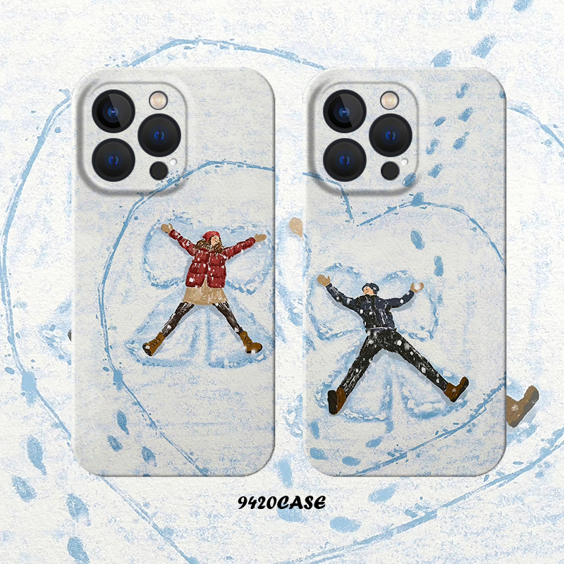 雪地情侣适用iphone16/15pro苹果14手机壳13pro菲林华为NOVA14/P80荣耀400新款女oppoReno14小众vivoX200软壳
