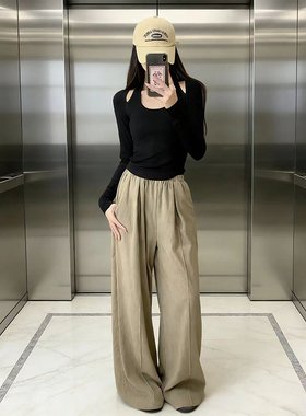 假两件辣妹风内搭长袖T恤女装春季新款性感黑色修身显瘦打底上衣