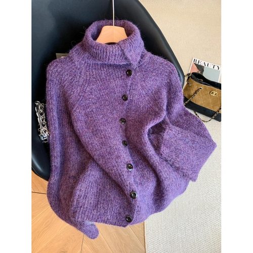 【赠运费险】高领单排扣针织毛衣