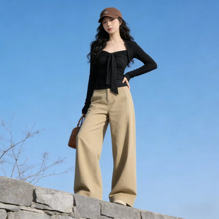美式拼接假两件长袖t恤春季新款加厚修身显瘦打底衫女款内搭上衣