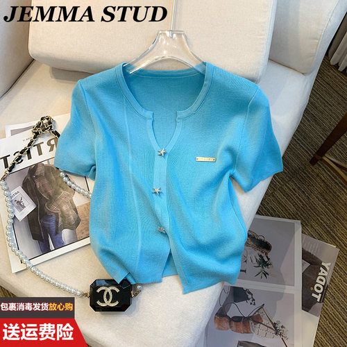 别致设计感甜辣妹短款上衣