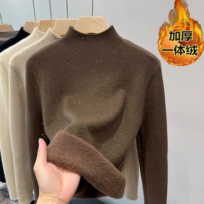满天星半高领加绒加厚羊绒毛衣