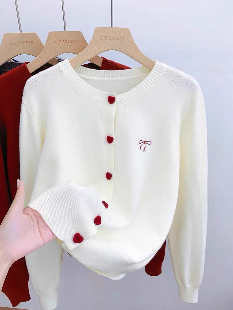 刺绣蝴蝶结长袖针织开衫外套女2025春秋内搭打底衫毛衣短款上衣服,女装/女士精品,毛针织衫,淘宝优惠券,粉丝福利购,淘宝优惠卷