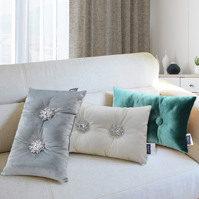 现代样板房轻奢抱枕靠枕客厅沙发丝绒靠背垫纯色汽车装饰腰枕含芯