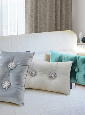 现代样板房轻奢抱枕靠枕客厅沙发丝绒靠背垫纯色汽车装饰腰枕含芯