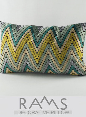 现代沙发靠垫抱枕样板房客厅抱枕套轻奢美式刺绣大靠枕长方形腰枕