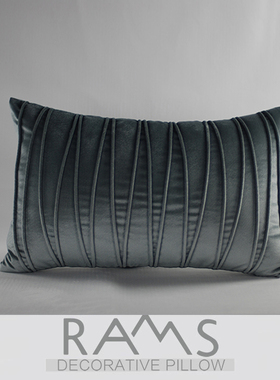 现代样板房纯色抱枕办公室沙发靠垫布艺床头靠背抱枕套灰色长腰枕