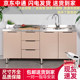 厨房不锈钢整体橱柜 整 家用经济型水槽柜灶台柜农村租房用碗盘柜