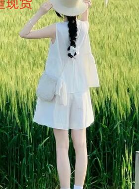 2025夏季穿搭小个子甜美减龄娃娃衫裙裤套装背心上衣裤子两件套女