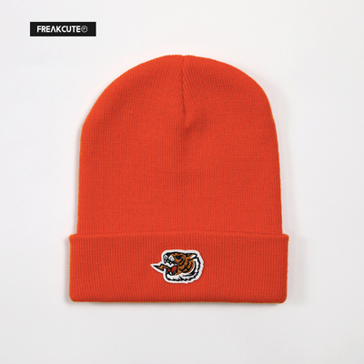 记原创潮牌刺绣logo毛线帽老虎