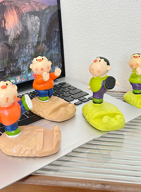 懒人胖虎手机支架桌面潮玩摆件