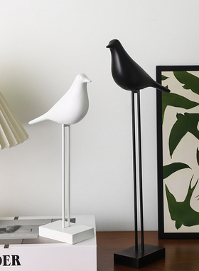 北欧黑白小鸟摆件家居装饰工艺品