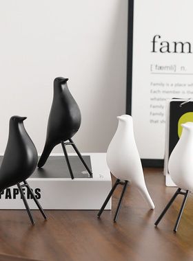 北欧伊姆斯小鸟摆件创意客厅电视酒柜装饰品家居样板间软装艺术品