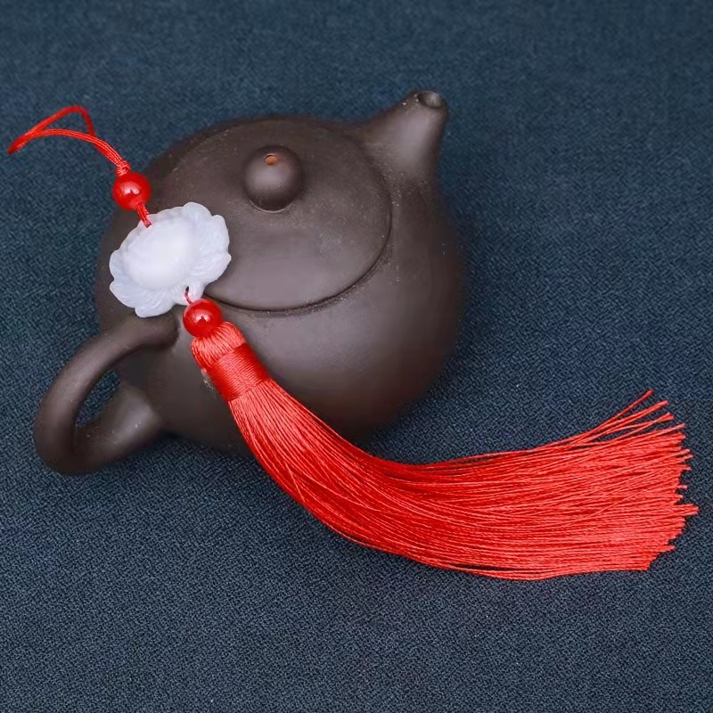 红色玉片莲花中国结儿童手工挂件做灯笼配件吊坠中国特色文化配饰