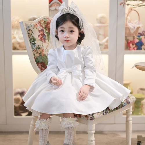 白色花嫁花童公主裙周岁女宝礼服