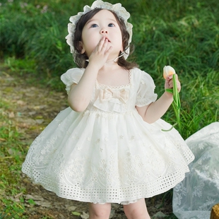 洛丽塔女童公主裙白色礼服过生日蓬蓬裙高级感西班牙洋装连衣裙子