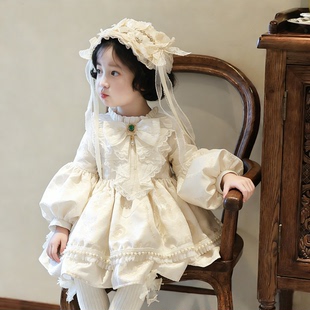 高端洛丽塔公主裙周岁生日礼服女宝宝蓬蓬连衣裙子秋冬复古宫廷风