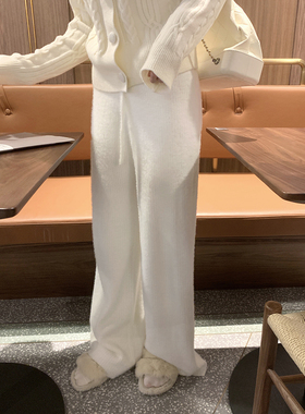 LXLILIUM【慵懒绵绵】厚版仿水貂毛针织长裤女秋冬款慵懒风阔腿裤