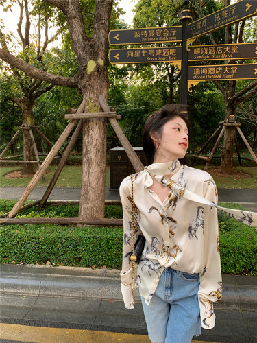 lxlilium缎面千金小姐风长袖上衣