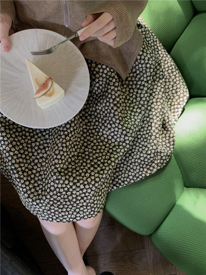 LXLILIUM 定制面料提花蓬蓬半身裙女春秋2021新款碎花a字伞裙短裙