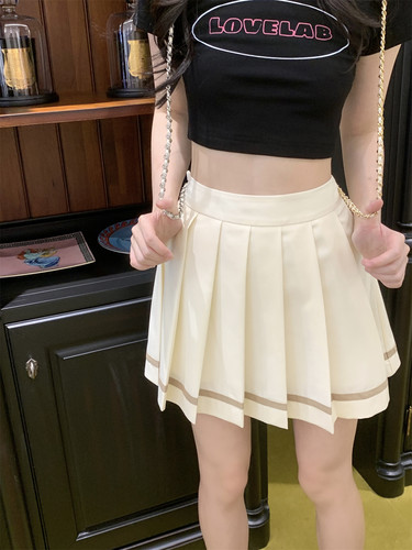 LXLILIUM米色水手服款百褶裙