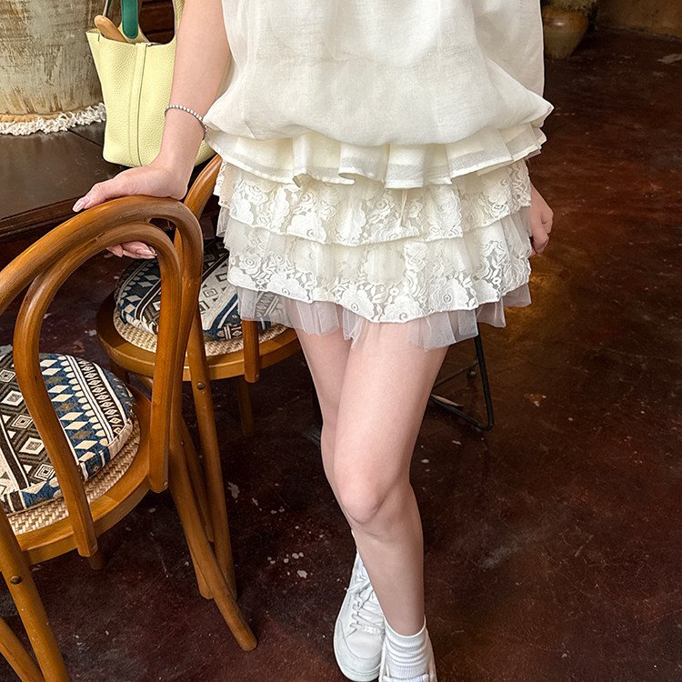 LXLILIUM【软软小蛋糕】蕾丝拼接叠叠蛋糕裙女夏季半身裙短裙