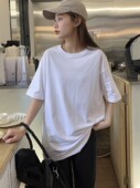 T恤女夏季 2025新款 内搭白色打底衫 短袖 韩版 宽松百搭情侣纯色上衣