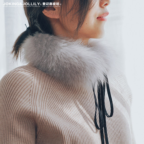 御皮坊冬日系丝带女围巾真狐狸毛