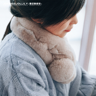 软妹潮流围脖 真獭兔毛围巾女加厚整皮休闲百搭皮草韩版 御皮坊