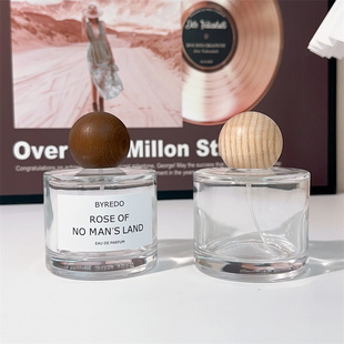 高档香水分装 玻璃喷雾瓶100ml高级木盖螺口按压空瓶 瓶50ml便携式