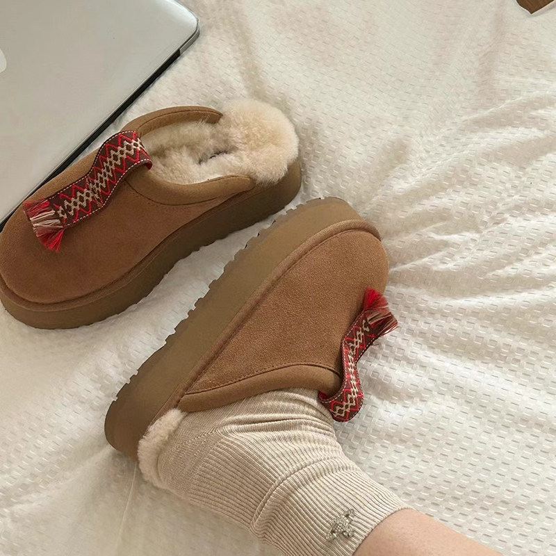 加绒保暖厚底一脚蹬毛毛鞋女