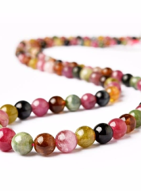 碧玺项链老料彩虹色塔链水晶送妈妈生日礼物女友款