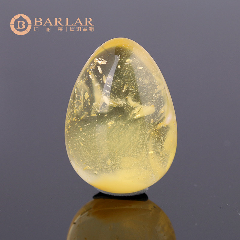 珀丽莱天然琥珀蜜蜡随形水滴形冰片金绞蜜挂坠吊坠金沙波罗满天星