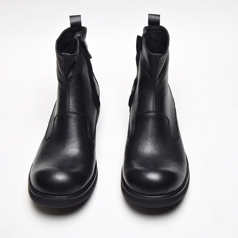 CHELSEA ENGLAND MARTIN MENS BOOTS JAPANESE BIG ROUND TOE MID-HIGH-TOP LEATHER SHOES ZIPPER PLATFORM SOLES HAIRSTYLIST TREND