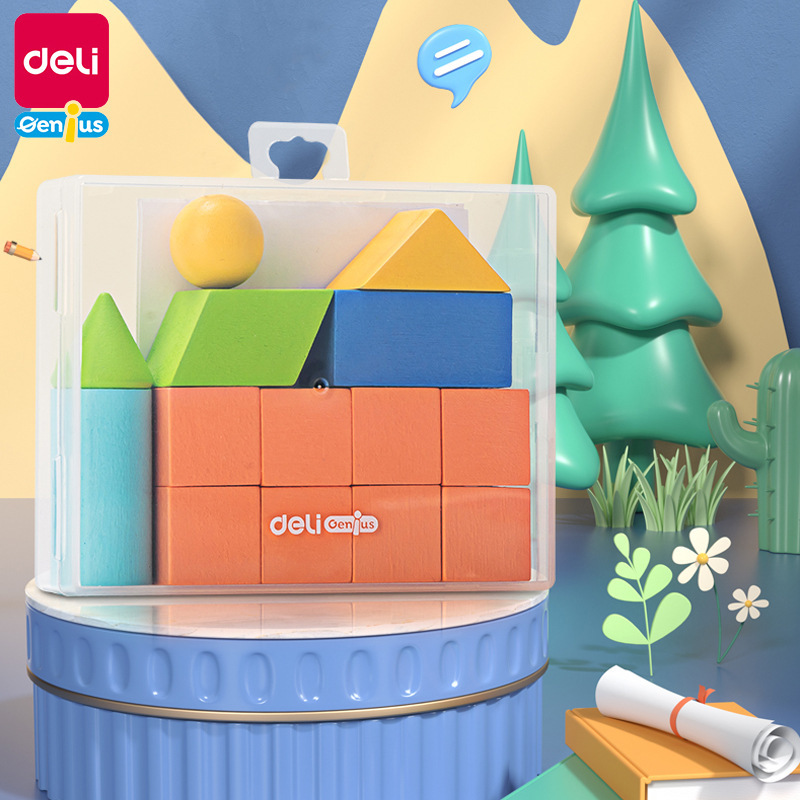 得力木质几何体套装辅助教学工具