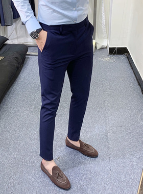 2025秋季新款英伦时尚修身小脚西裤男韩版潮流百搭休闲商务西装裤