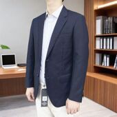 男士 春秋新款 西服二粒扣羊毛单西深蓝条纹 羊毛92.3% 860330