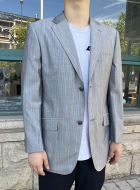 090301 羊毛59.1%+桑蚕丝40.9% 春秋新款男士西服二粒扣羊毛单西