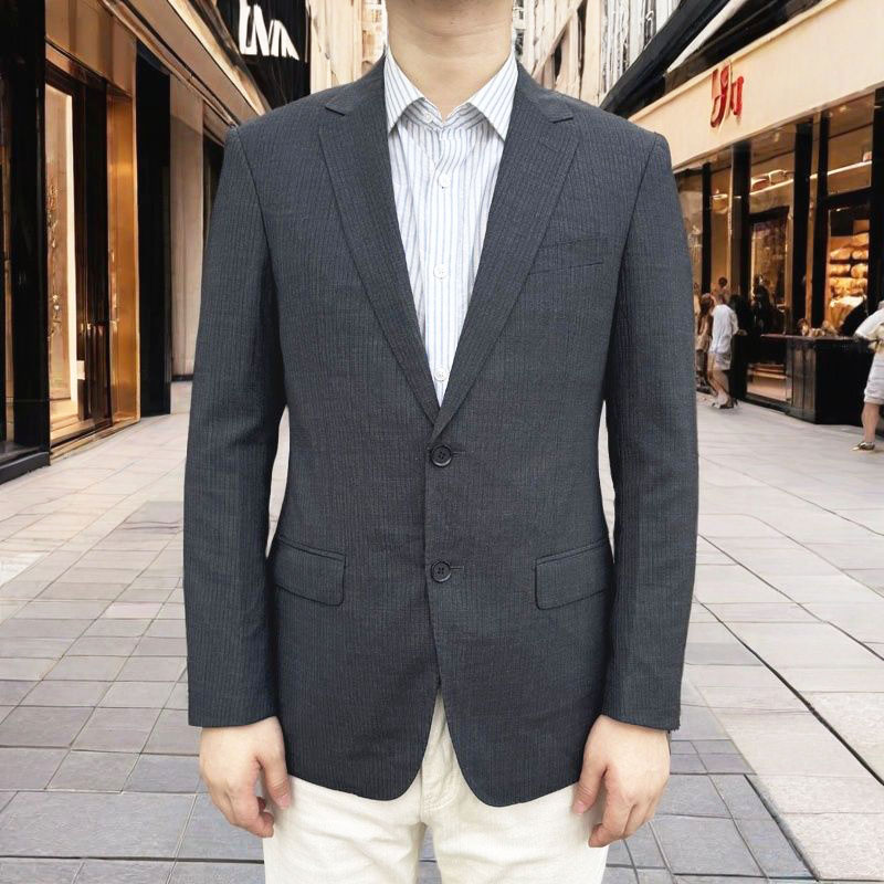 880308 羊毛50.4% 2025年春秋新款西服二粒扣修身男士羊毛单西