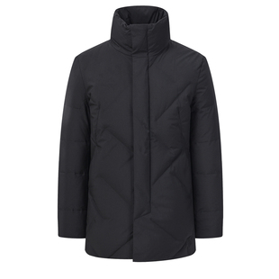 86003S  箭家中长厚羽绒服黑色白鸭绒男加厚保暖黑色外套冬季新款