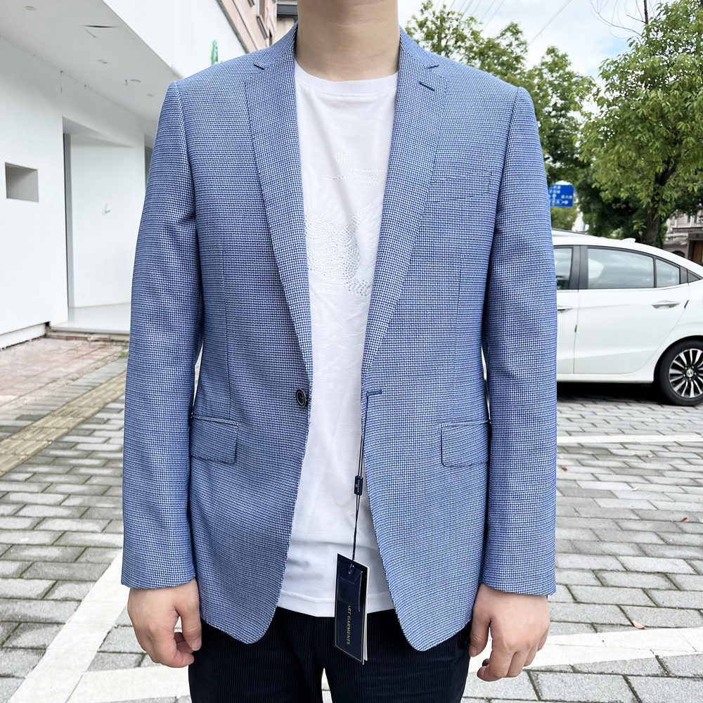 880362 羊毛+桑蚕丝+苎麻 2025年夏季薄款男士西服单层修身西装